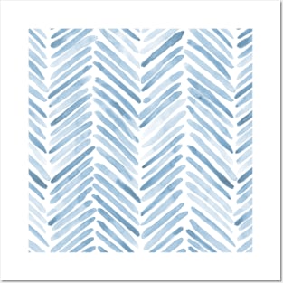 Baby blue watercolor herringbone Posters and Art